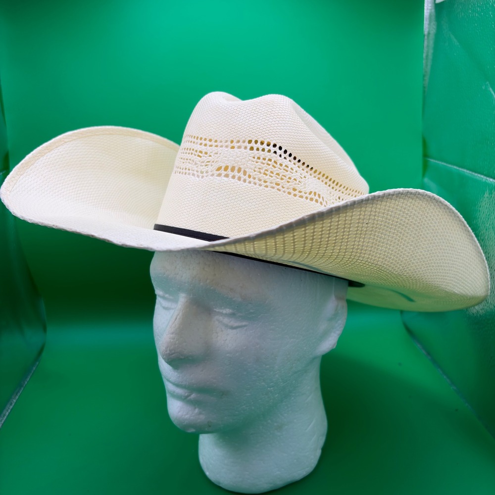 Ariat Bangora Straw Cowboy Hat Mens 7 1/8 Natural Ivory Vented Cattleman Western